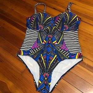 Plus size Aztec print one piece bathing suit NWT